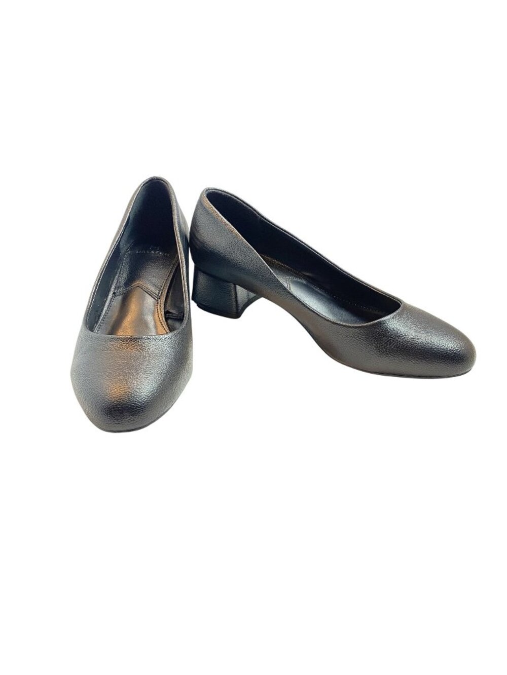 Vintage Halston Designer Womens Block Heel Shoes Size 8.5 Black Leather Textured